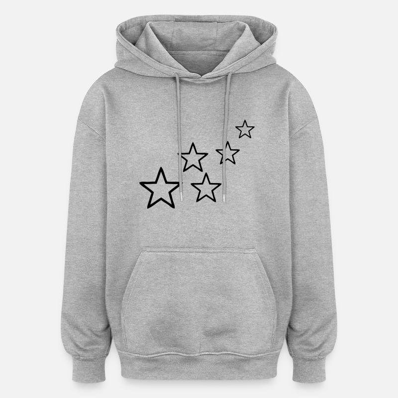 étoiles - Sweat à capuche oversize unisexe - gris chiné