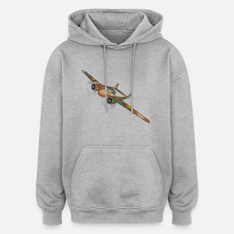 Fokker G1 Avion de chasse - Sweat à capuche oversize unisexe - gris chiné