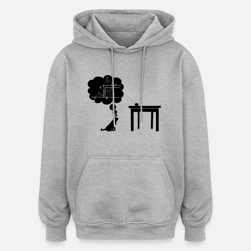 chat saut à - Sweat à capuche oversize unisexe - gris chiné