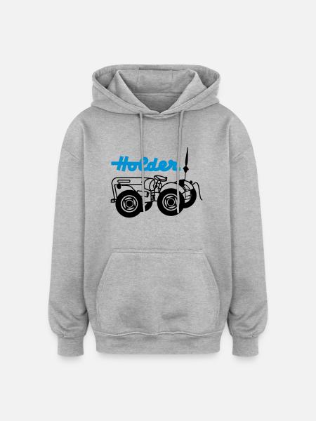 Holder mit Schriftzug - Oversized Unisex Hoodie - Grau meliert