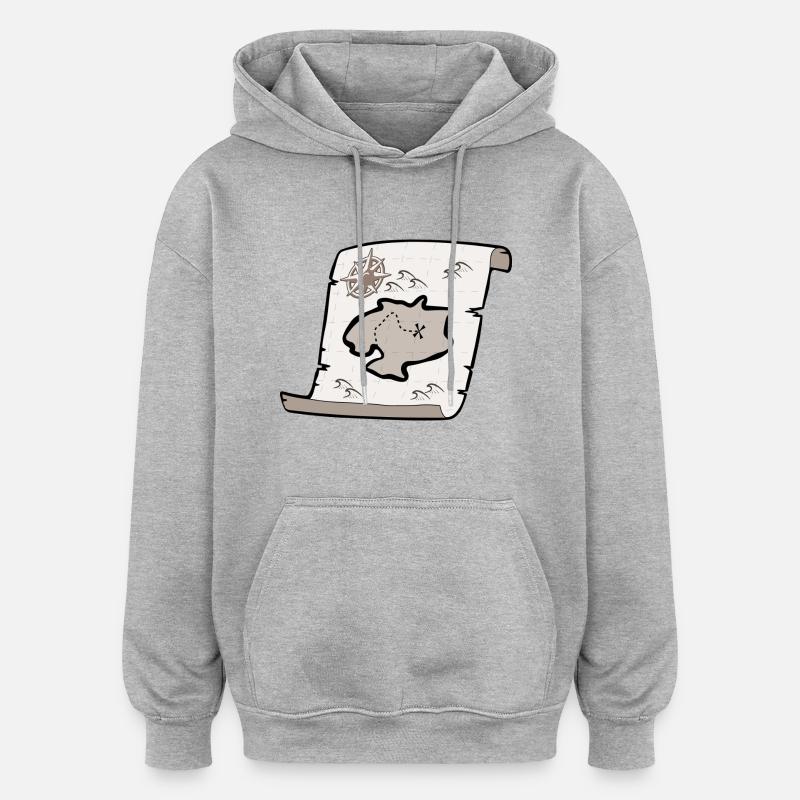carte au trésor - Sweat à capuche oversize unisexe - gris chiné