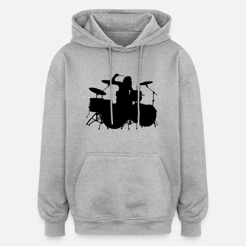 l'évolution de la batteuse - Sweat à capuche oversize unisexe - gris chiné