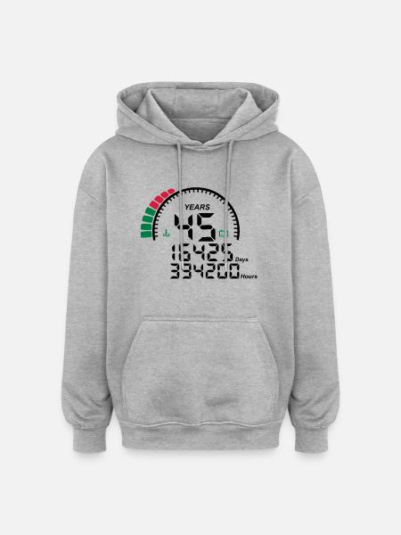 years 45 years anniversary meter - Oversized Unisex Hoodie - heather grey