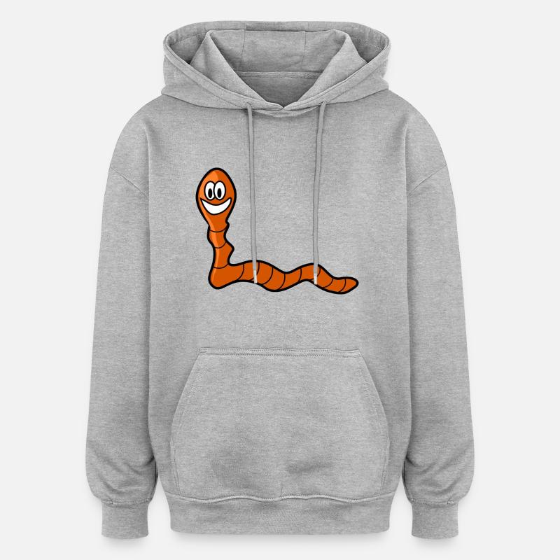 Würmchen - Oversized Unisex Hoodie - Grau meliert