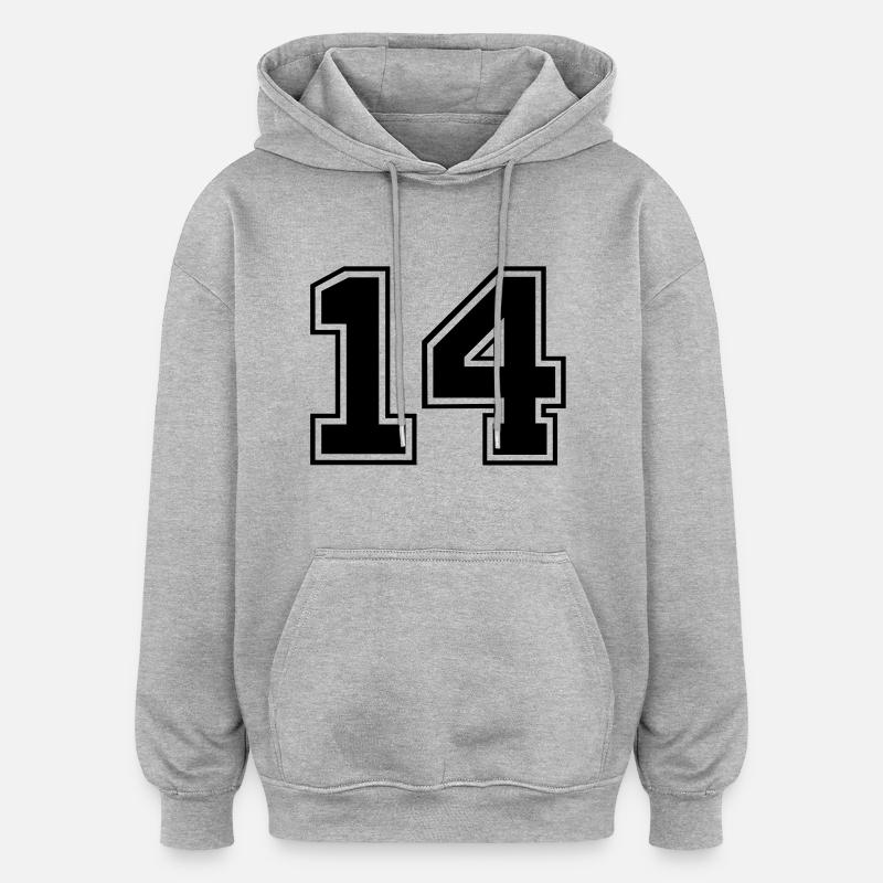 vierzehn - Sweat à capuche oversize unisexe - gris chiné