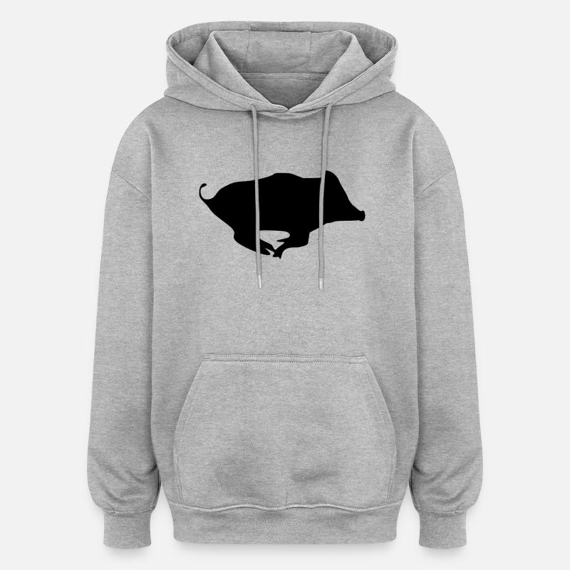 sanglier - Sweat à capuche oversize unisexe - gris chiné