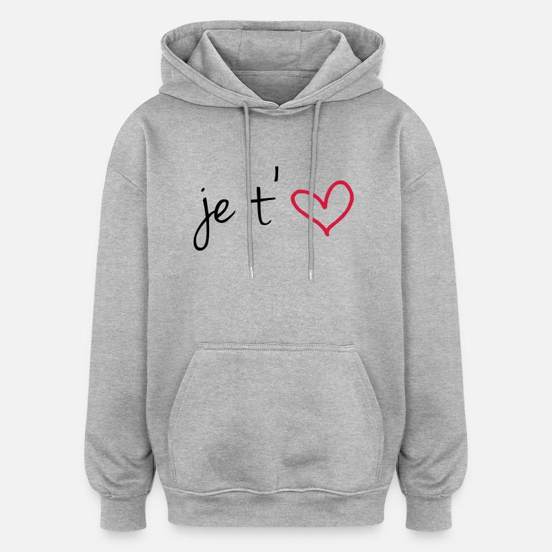 Je t'aime - Sweat à capuche oversize unisexe - gris chiné