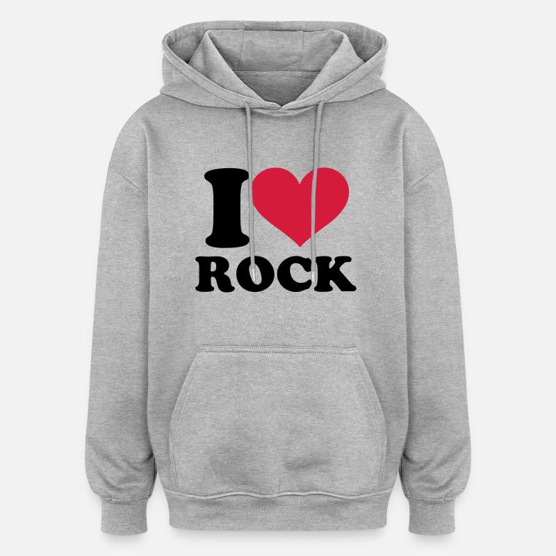 Rock - Sweat à capuche oversize unisexe - gris chiné