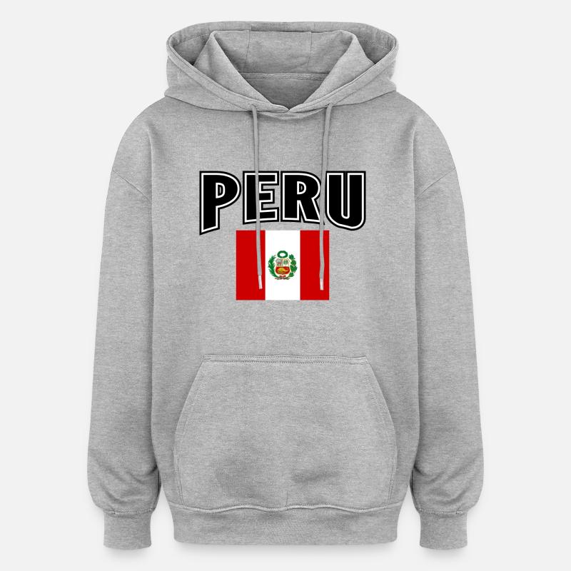 Pérou - Sweat à capuche oversize unisexe - gris chiné