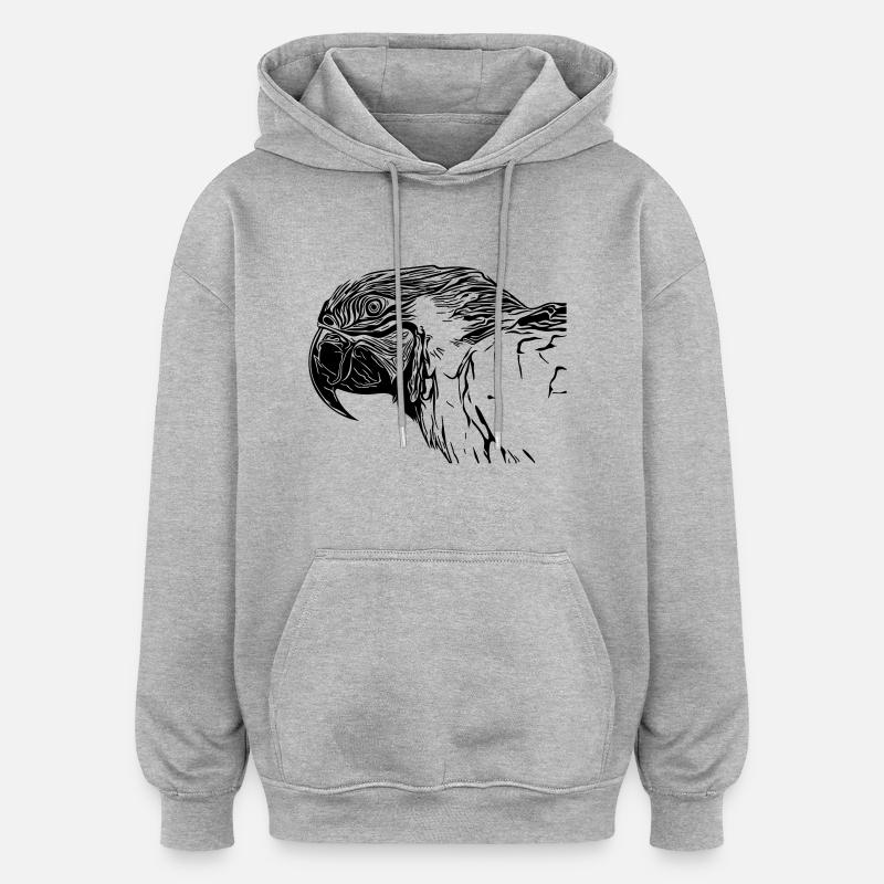 perroquet - Sweat à capuche oversize unisexe - gris chiné