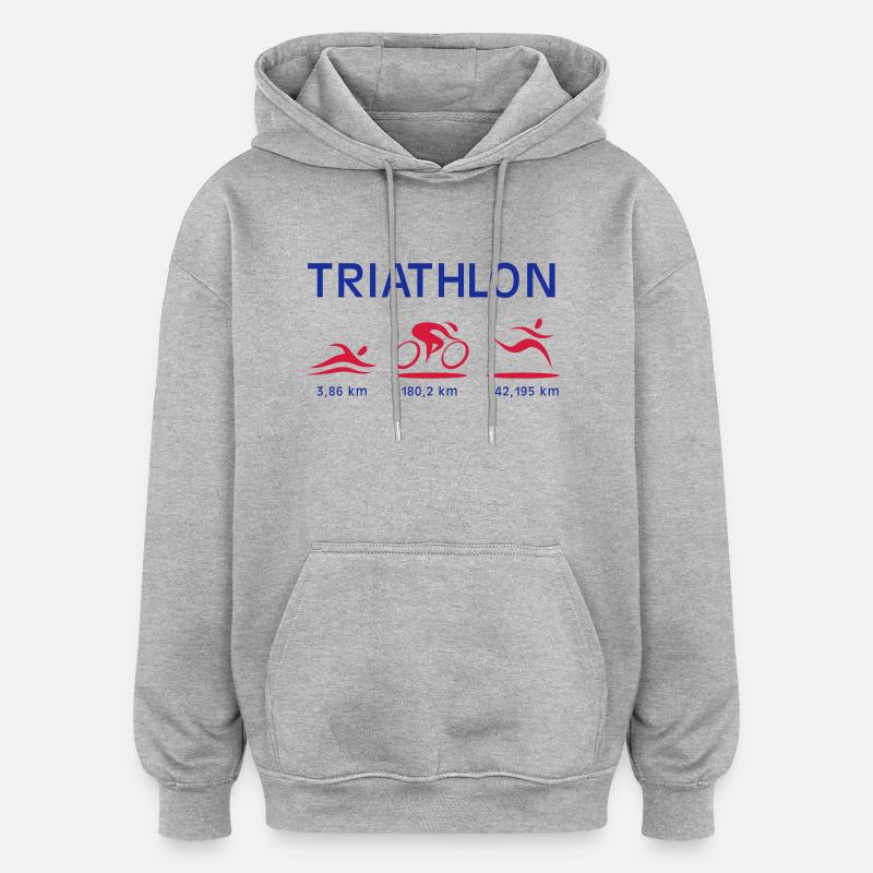 triatlon - Sweat à capuche oversize unisexe - gris chiné