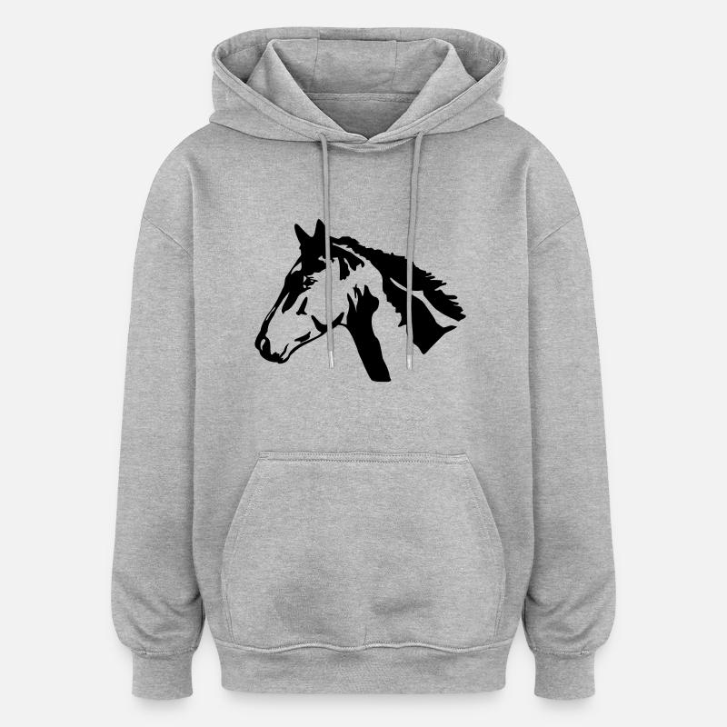 Tête de Cheval - Sweat à capuche oversize unisexe - gris chiné