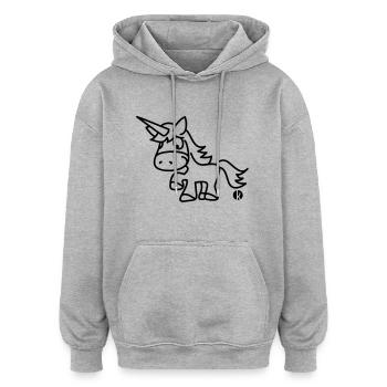 Einhorn - Unicorn - Oversized Unisex Hoodie - Grau meliert - Vorne - Noah (186cm)