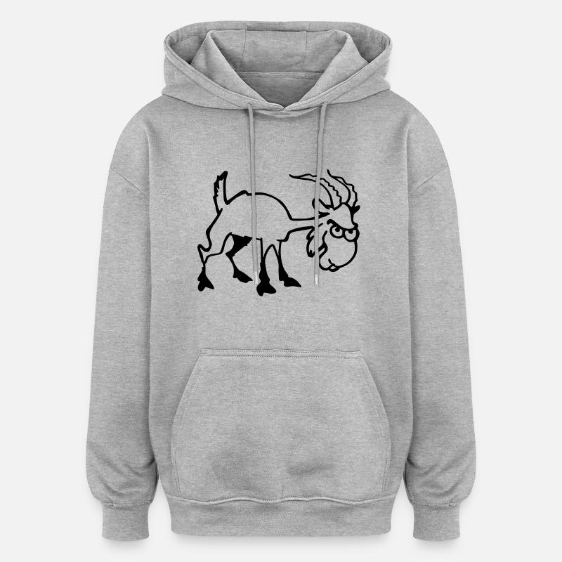 Ziegenbock - Oversized Unisex Hoodie - Grau meliert