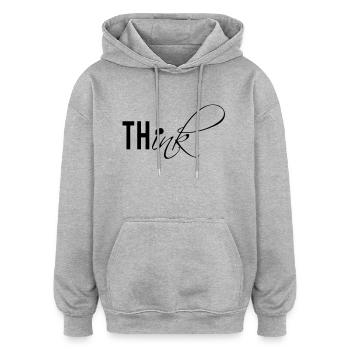thINK - Oversized Unisex Hoodie - Grau meliert - Vorne - Noah (186cm)