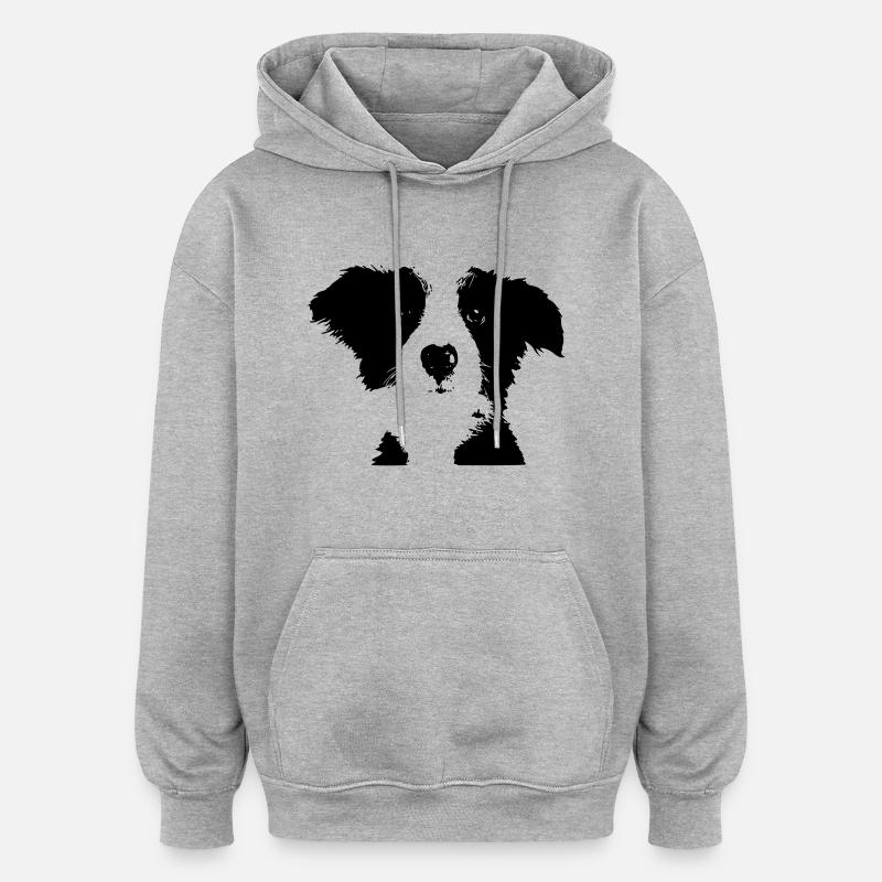 chien - Sweat à capuche oversize unisexe - gris chiné