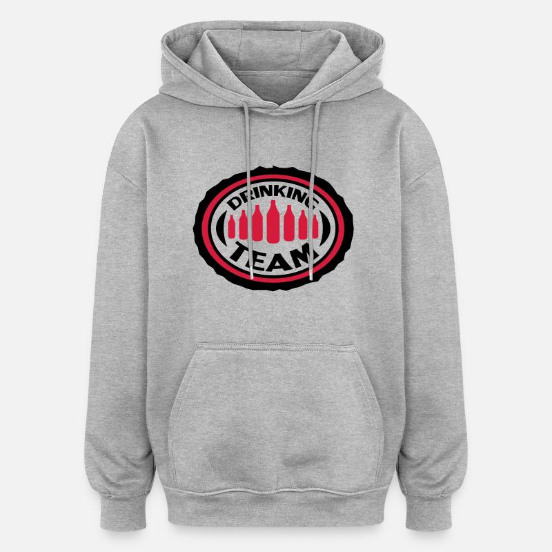 Drinking Team - Sweat à capuche oversize unisexe - gris chiné