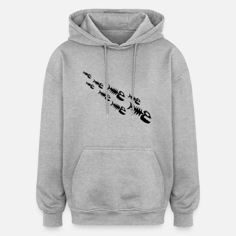 Fish Bone Monsters - Sweat à capuche oversize unisexe - gris chiné