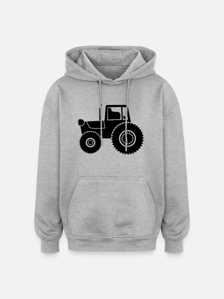 tracteur - Sweat à capuche oversize unisexe - gris chiné