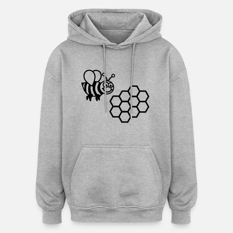 Abeille - Sweat à capuche oversize unisexe - gris chiné