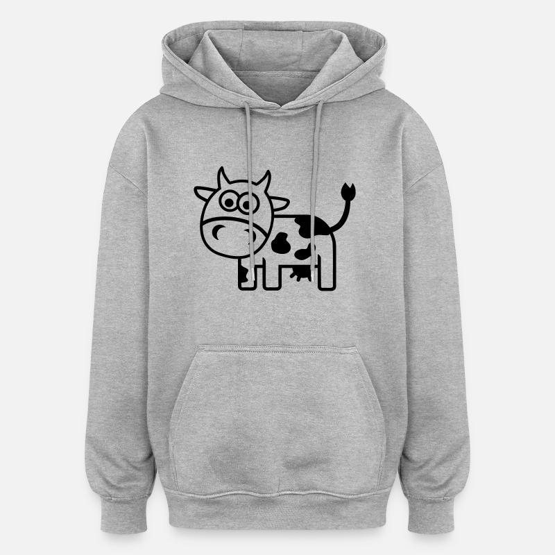 Vache - Sweat à capuche oversize unisexe - gris chiné