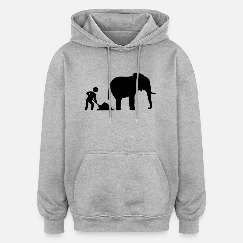 Éléphant - Sweat à capuche oversize unisexe - gris chiné