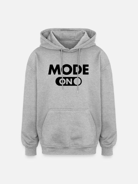 (Your Text) Mode (ON) - Oversized Unisex Hoodie - heather grey