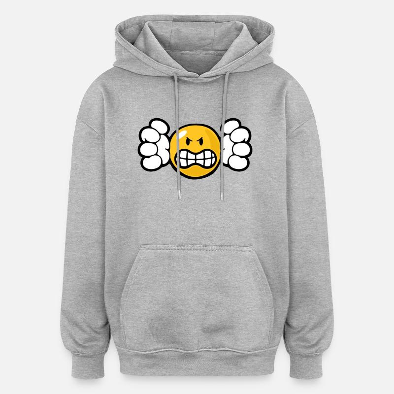 Smiley Anger Unforgiving - Sweat à capuche oversize unisexe - gris chiné