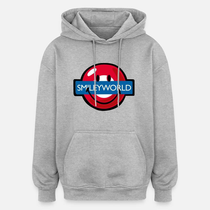 Smiley - Sweat à capuche oversize unisexe - gris chiné