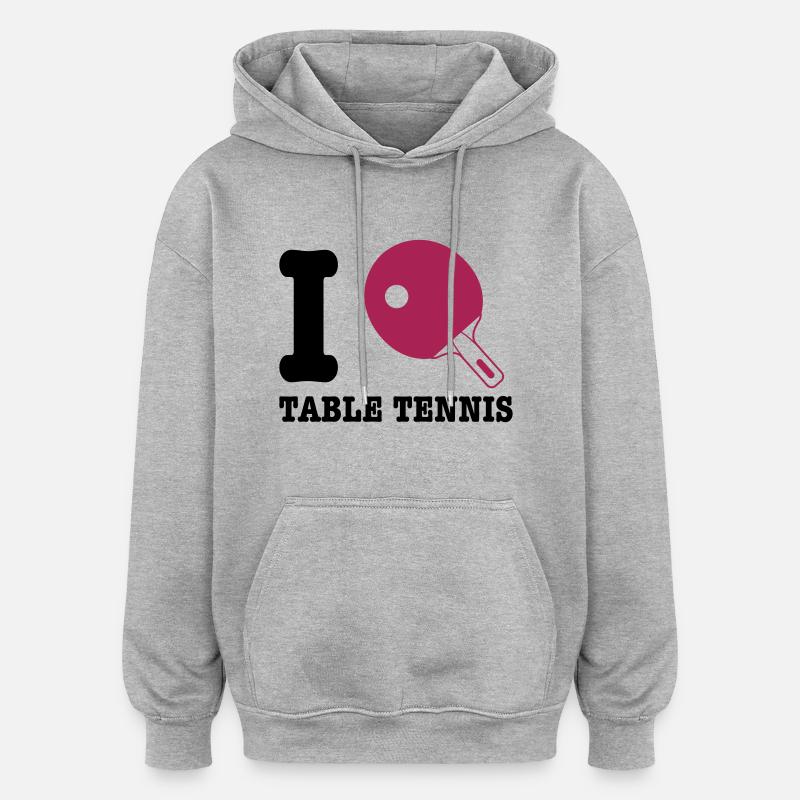 tennis de table - Sweat à capuche oversize unisexe - gris chiné