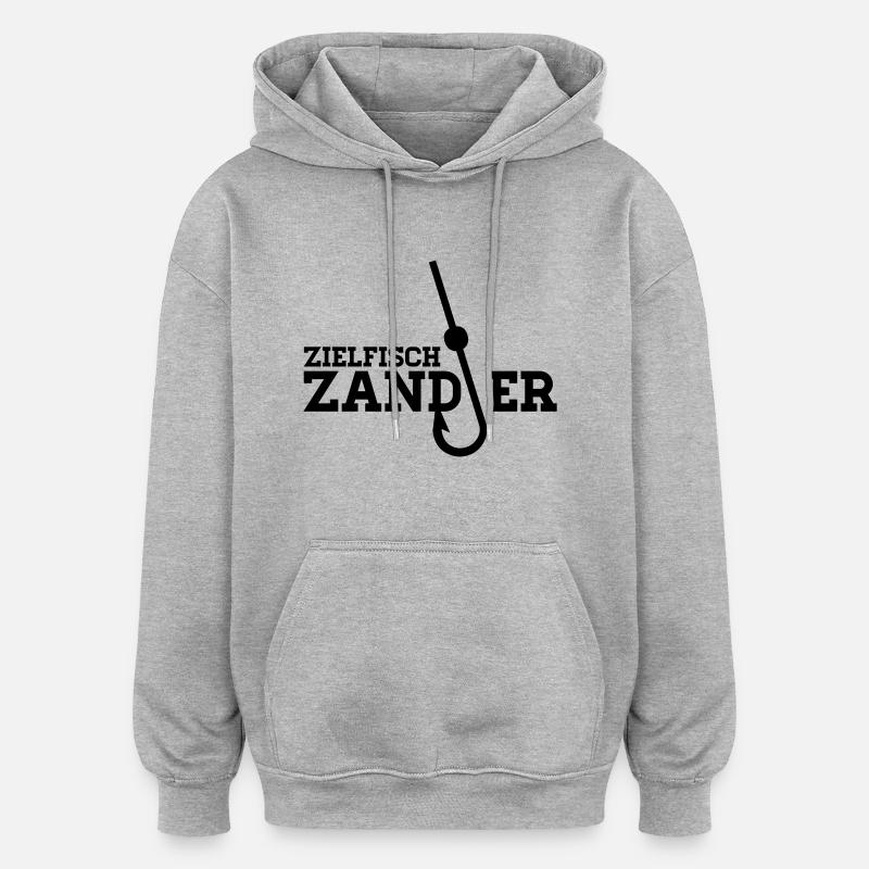 Zielfisch Zander - Anglershirt - Oversized Unisex Hoodie - Grau meliert