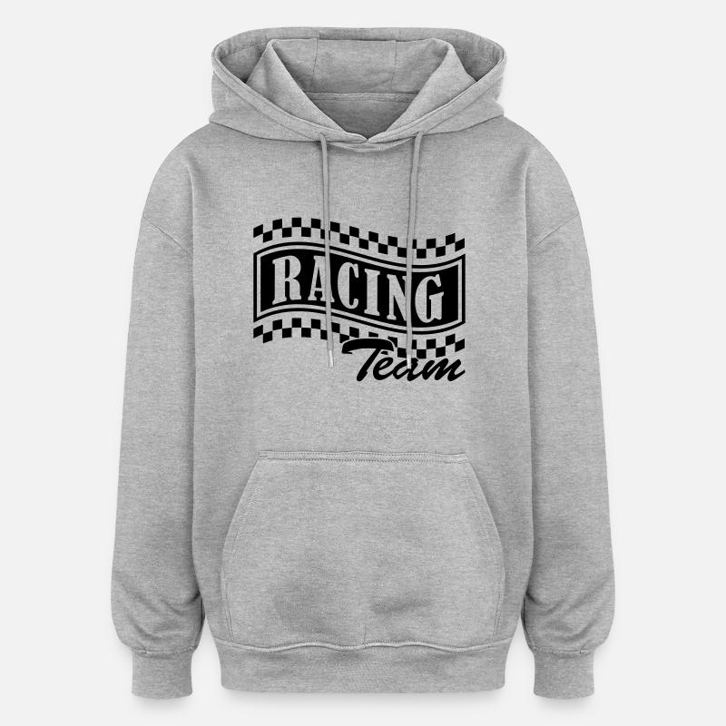 racing_team_001 - Sweat à capuche oversize unisexe - gris chiné