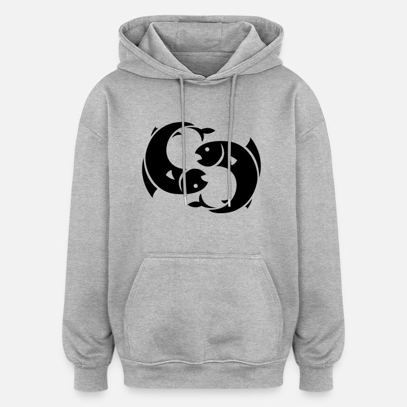 poisson - Sweat à capuche oversize unisexe - gris chiné