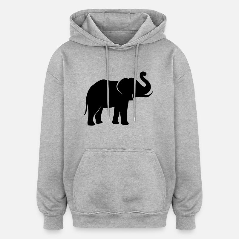 elefant_002 - Sweat à capuche oversize unisexe - gris chiné