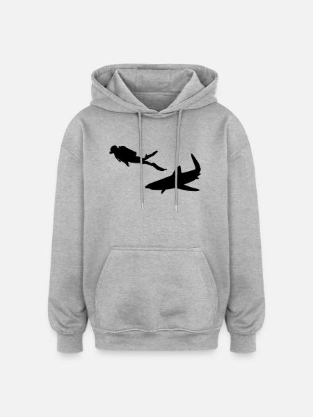 Diving - Tauchen - Taucher - Oversized Unisex Hoodie - Grau meliert