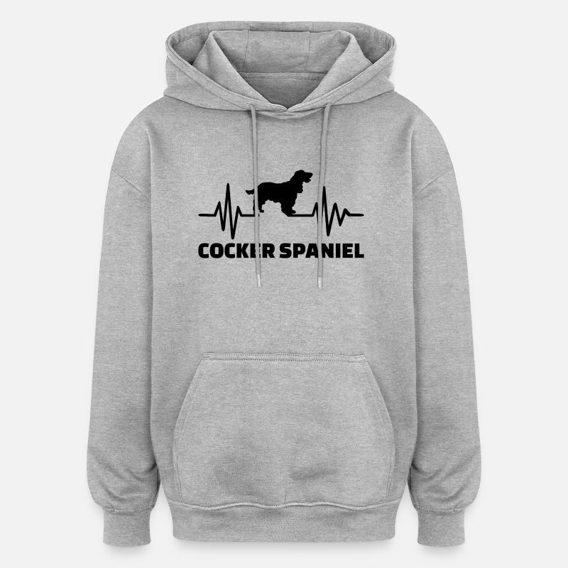 Cocker Spaniel - Sweat à capuche oversize unisexe - gris chiné