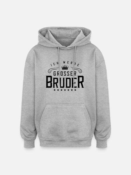 ich werde grosser bruder - Oversized Unisex Hoodie - Grau meliert