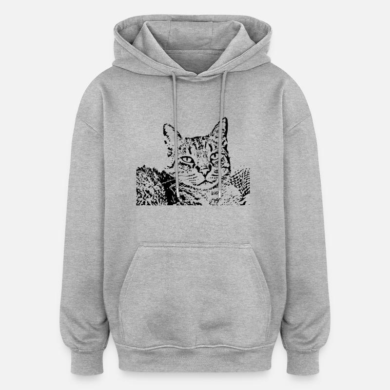 chat noir chat chaton doux cadeau de Noël - Sweat à capuche oversize unisexe - gris chiné