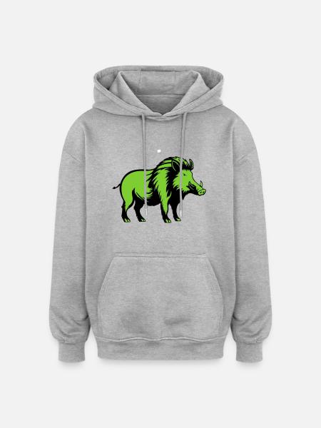 Wild Boar Animal - Oversized Unisex Hoodie - heather grey