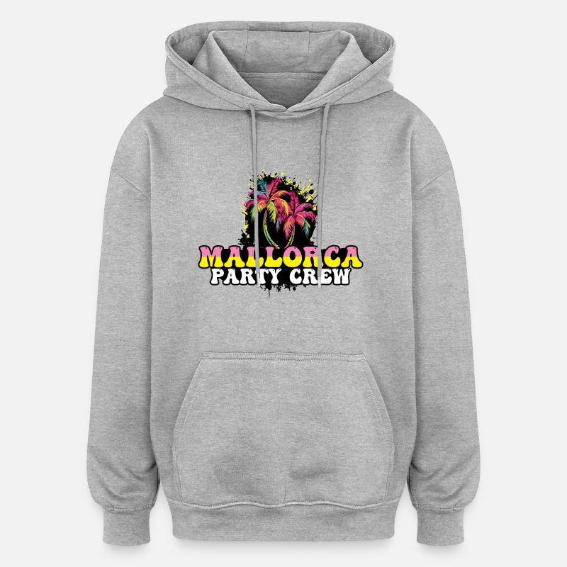 Majorque Party Crew Vacances - Sweat à capuche oversize unisexe - gris chiné