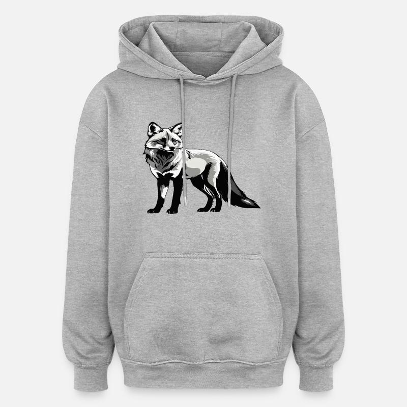 Renard - Conception d’animaux mignons - Sweat à capuche oversize unisexe - gris chiné