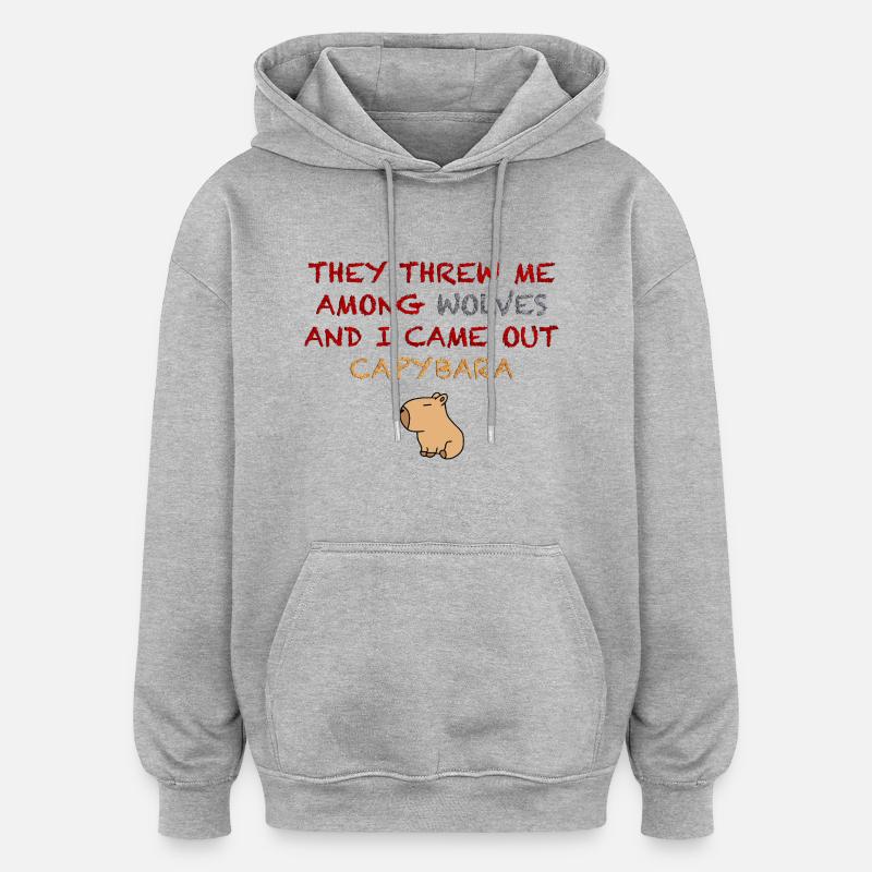 Je suis un capybara - Sweat à capuche oversize unisexe - gris chiné