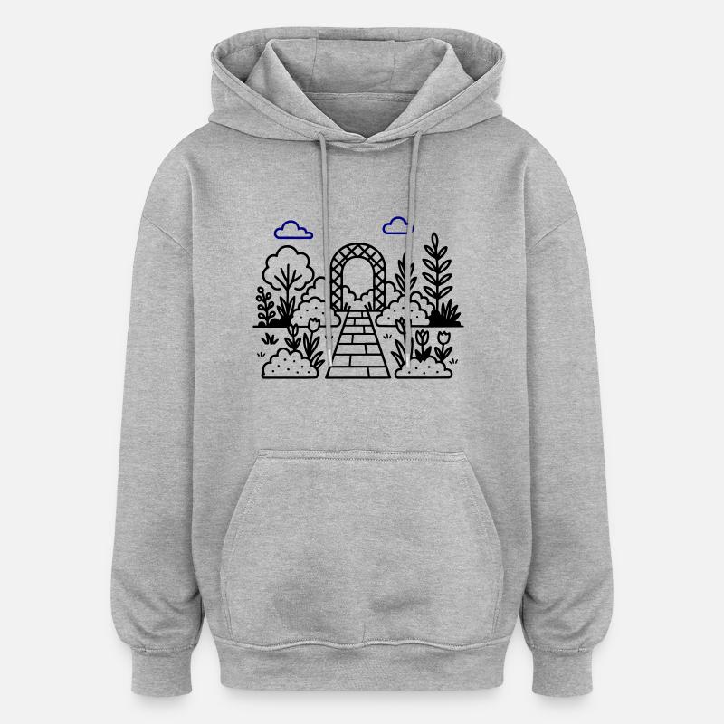Logo de pépinière de jardin - Sweat à capuche oversize unisexe - gris chiné