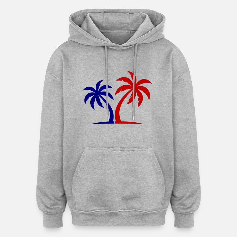 Île symbole de palmier - Sweat à capuche oversize unisexe - gris chiné