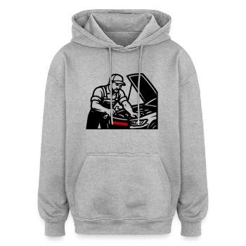 Auto Kfz Mechaniker - Oversized Unisex Hoodie - Grau meliert - Vorne - Noah (186cm)