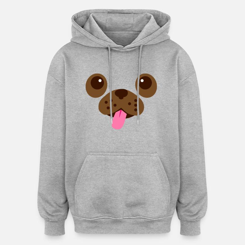 Carlin Visage - Sweat à capuche oversize unisexe - gris chiné