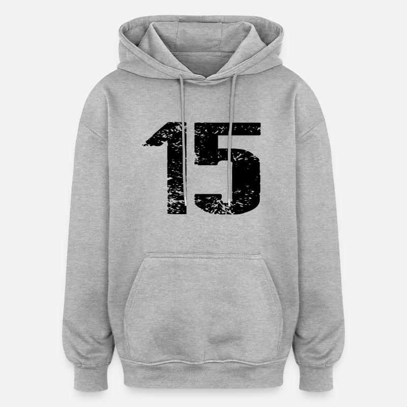 Maillot à 15 numéros - Sweat à capuche oversize unisexe - gris chiné