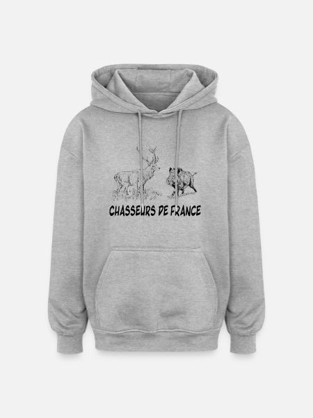 chasseursdefrance - Sweat à capuche oversize unisexe - gris chiné