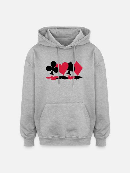 Karten - Oversized Unisex Hoodie - Grau meliert