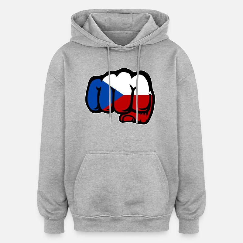 Tschechien Faust Flagge - Oversized Unisex Hoodie - Grau meliert